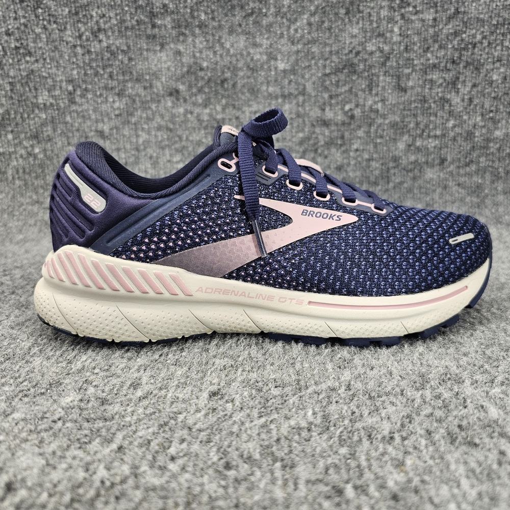 Brooks Adrenaline GTS 22 Women's Size 6.5 Navy Blue Pink Daily Running Shoes